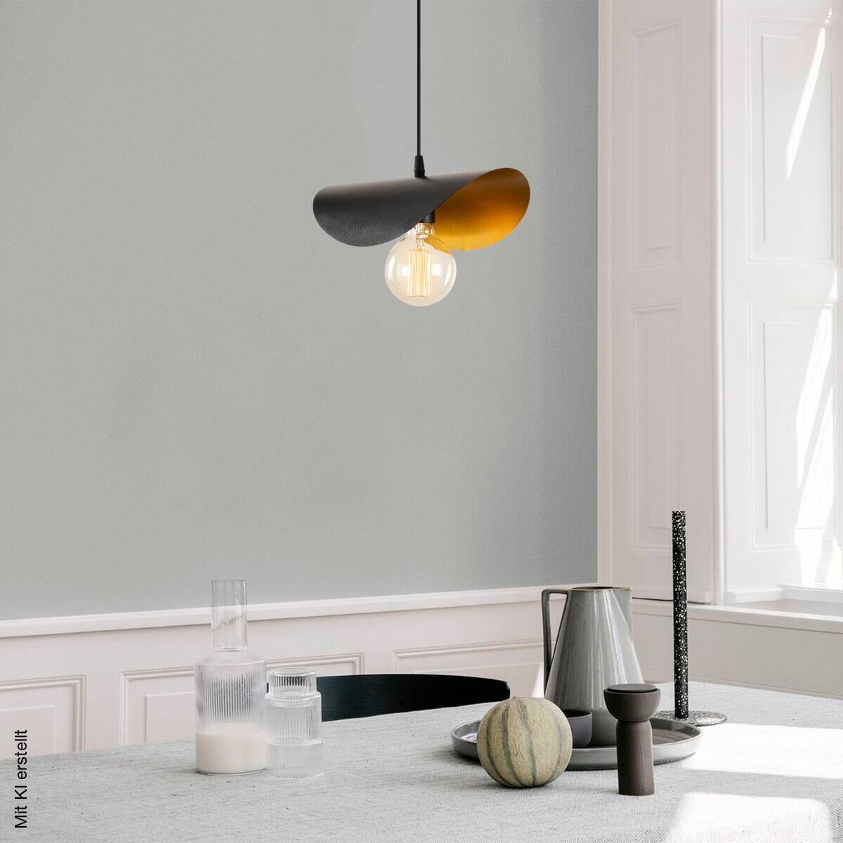 Opviq Pendelleuchte Sivani schwarz gold B/H/T/L: ca. 30x106x17x30 cm E27 1 Brennstellen