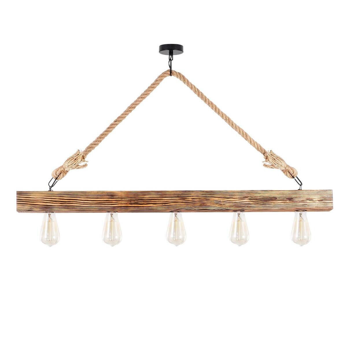 Opviq Deckenleuchte Erebos natur Holz B/H/T/L: ca. 7x53x7x100 cm E27 5 Brennstellen