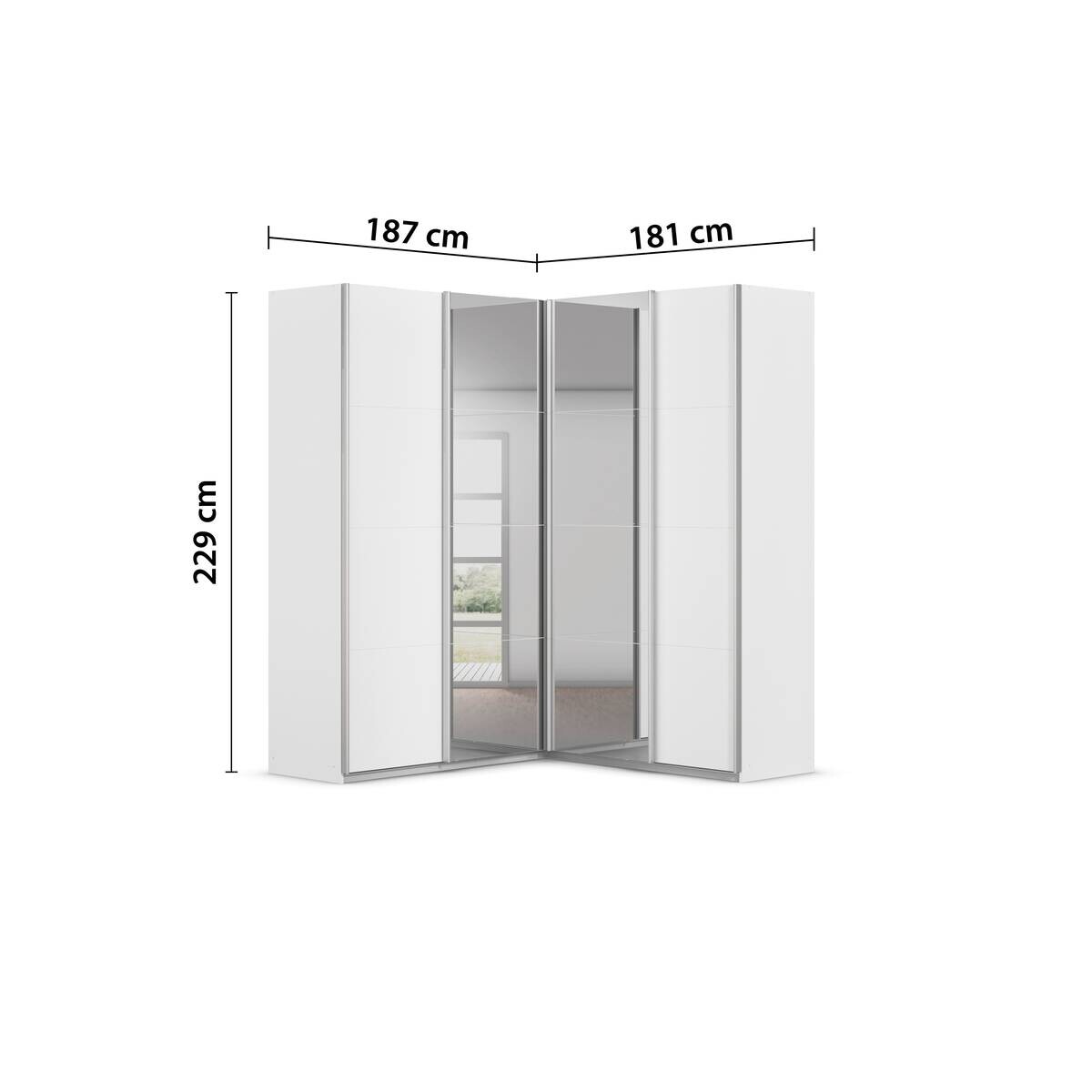 Schwebetürenschrank Quadra Alpinweiß B/H/T: ca. 187x229x181 cm
