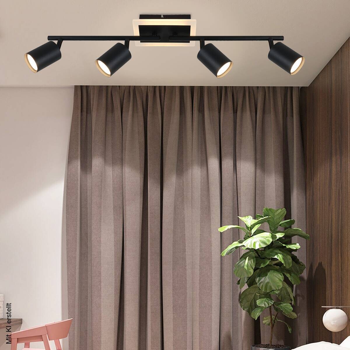 POCOline LED-Spot 4-flg. Akshan schwarz Metall B/H: ca. 73x10 cm 4 Brennstellen