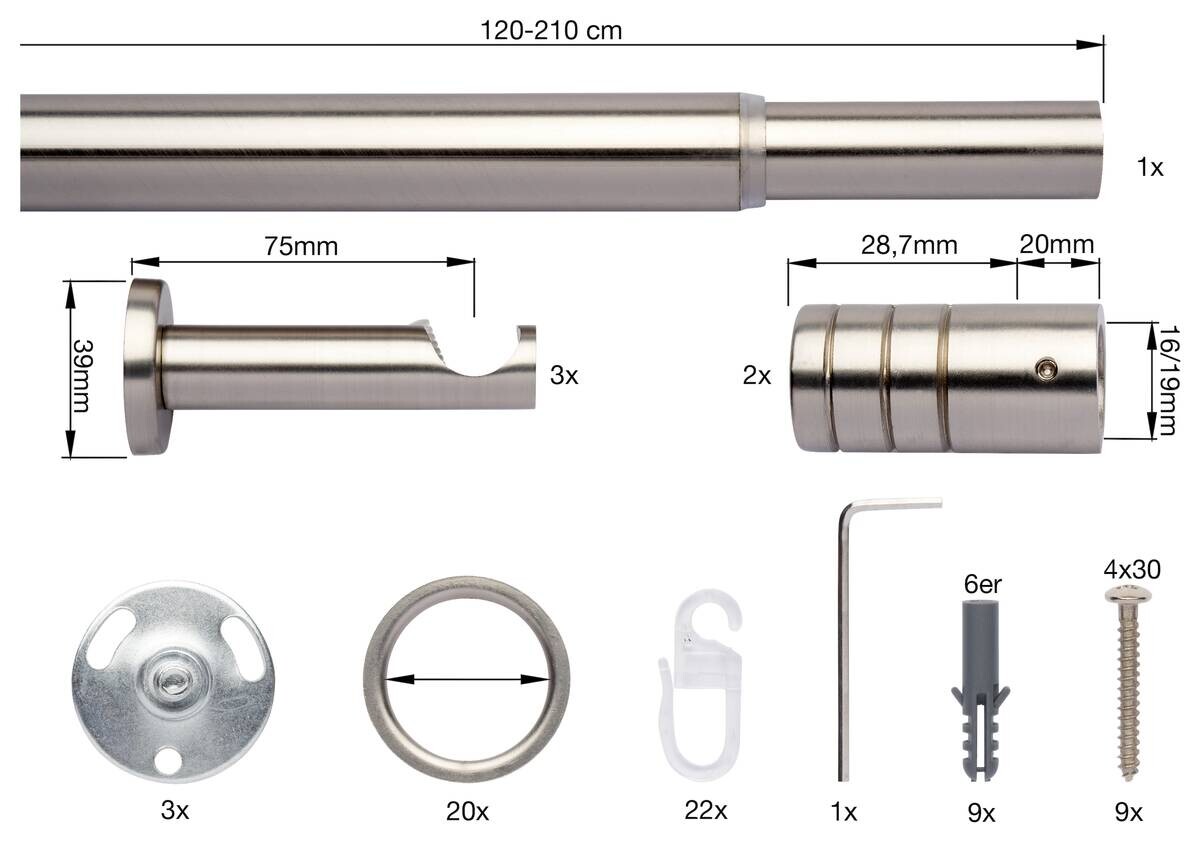 ondeco Stilgarnituren rillcube Edelstahloptik Metall ausziehbar von ca. 120 bis 210 cm 1.0 Läufe