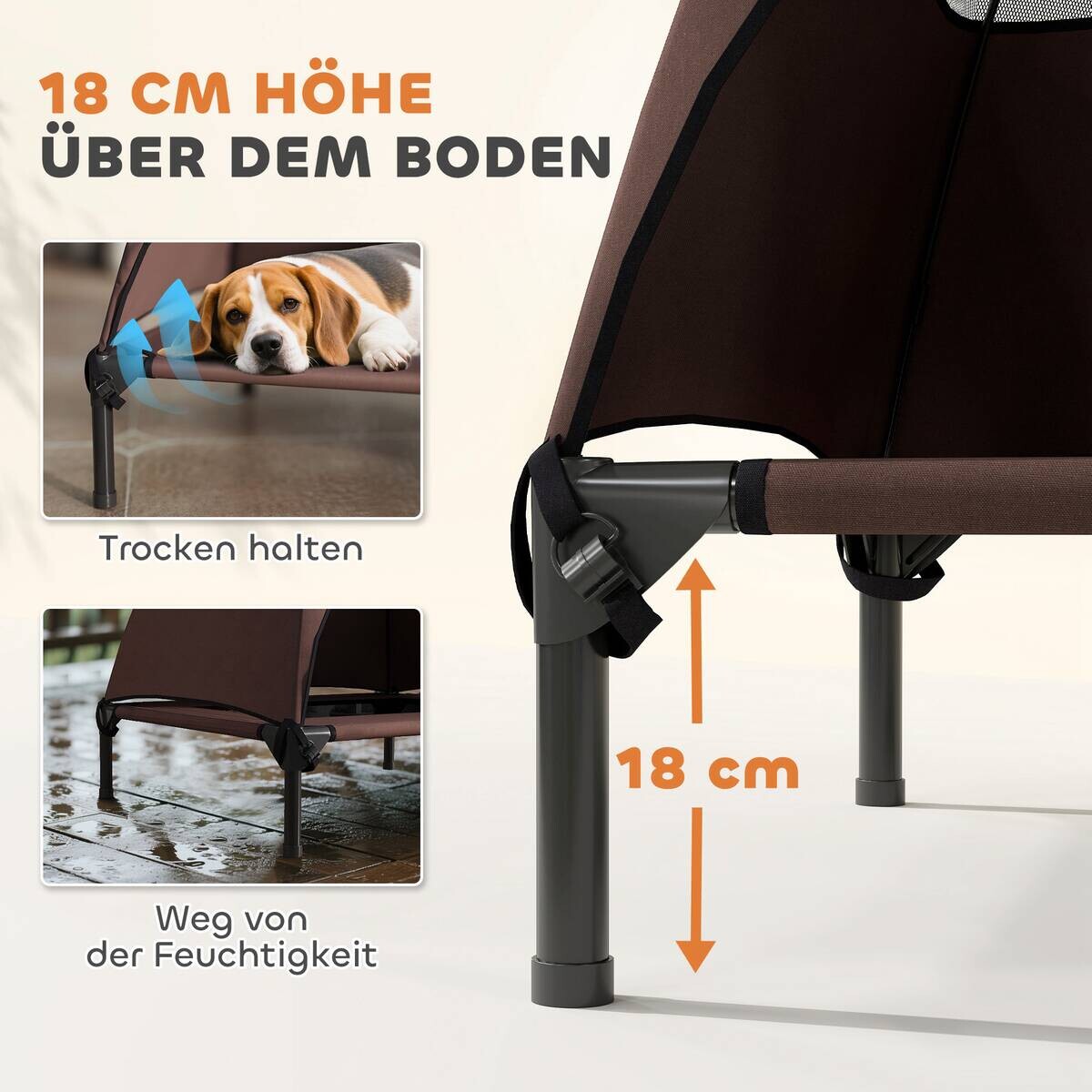 PawHut Hundeliege kaffee Stahl B/H/L: ca. 61x71x76 cm
