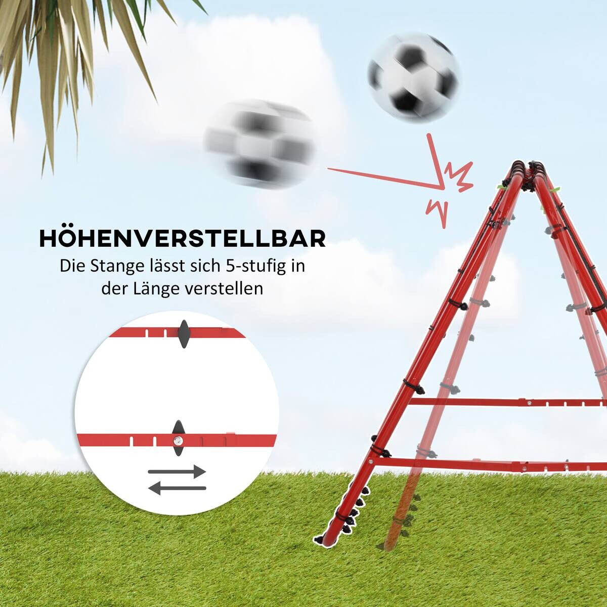 HOMCOM Fußball Rebounder rot Stahl B/H/L: ca. 95x90x100 cm