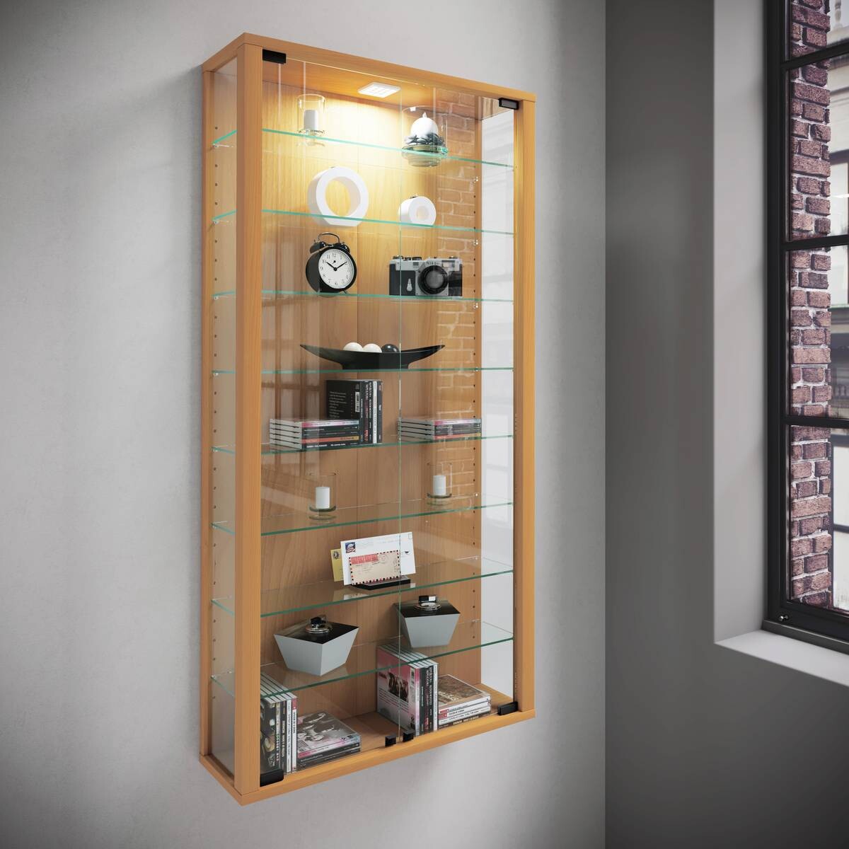 Vitrine Vitrosa Maxi buche Holzwerkstoff Glas B/H/T: ca. 59x113x18 cm