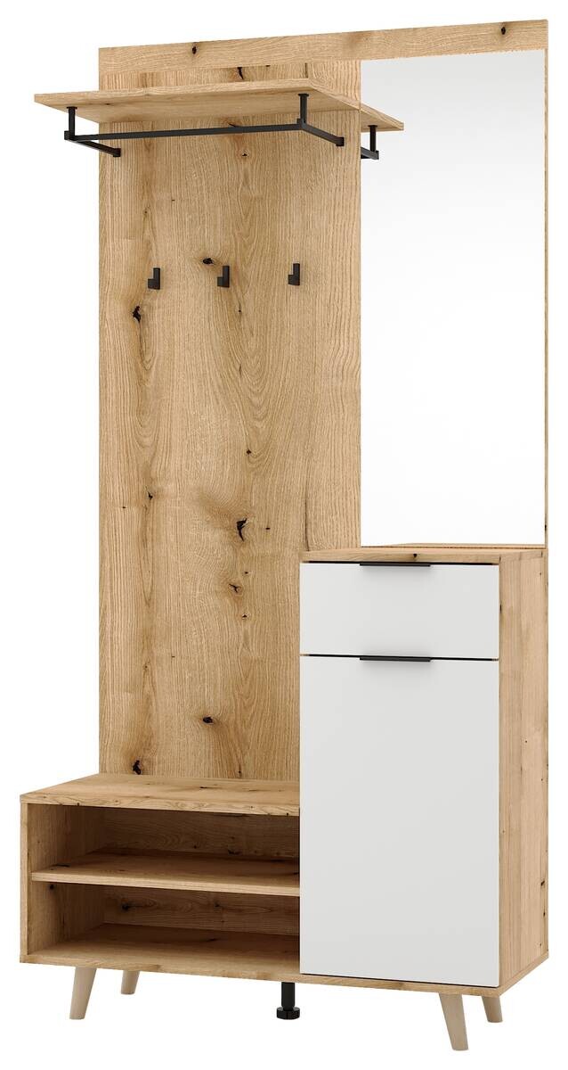 Garderobe NORDIC Eiche Artisan Nachbildung weiß matt B/H/T: ca. 100x200x40 cm