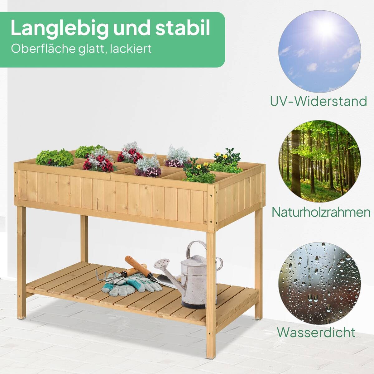 Outsunny Hochbeet Holzoptik B/H/L: ca. 46x76x110 cm