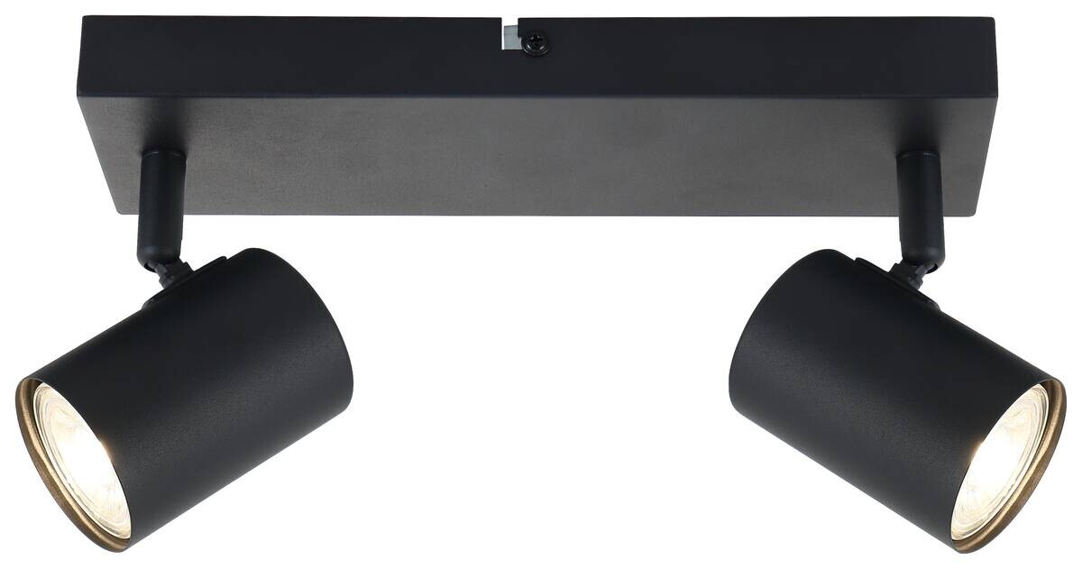 POCOline Spotbalken Thanina schwarz Metall B/H/L: ca. 8x12x34 cm GU10 2 Brennstellen