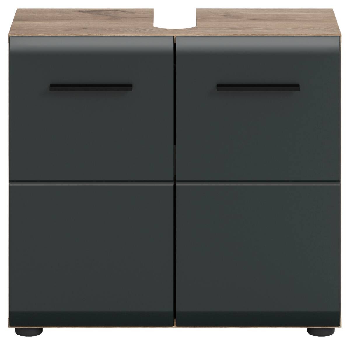 Waschbeckenunterschrank Ice Nox Oak Nachbildung schwarz matt B/H/T: ca. 60x54x30 cm