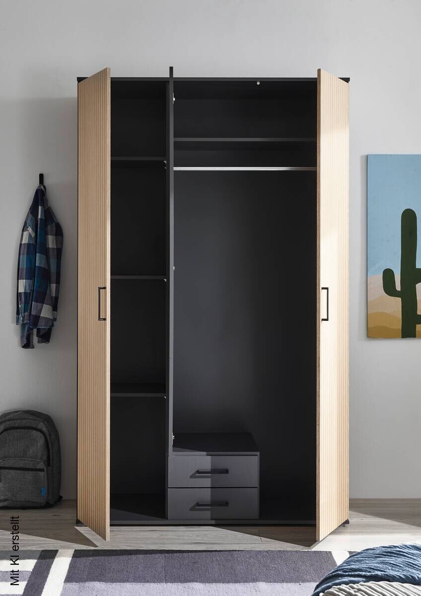 Kleiderschrank Laurie Graphit B/H/T: ca. 120x196x54 cm