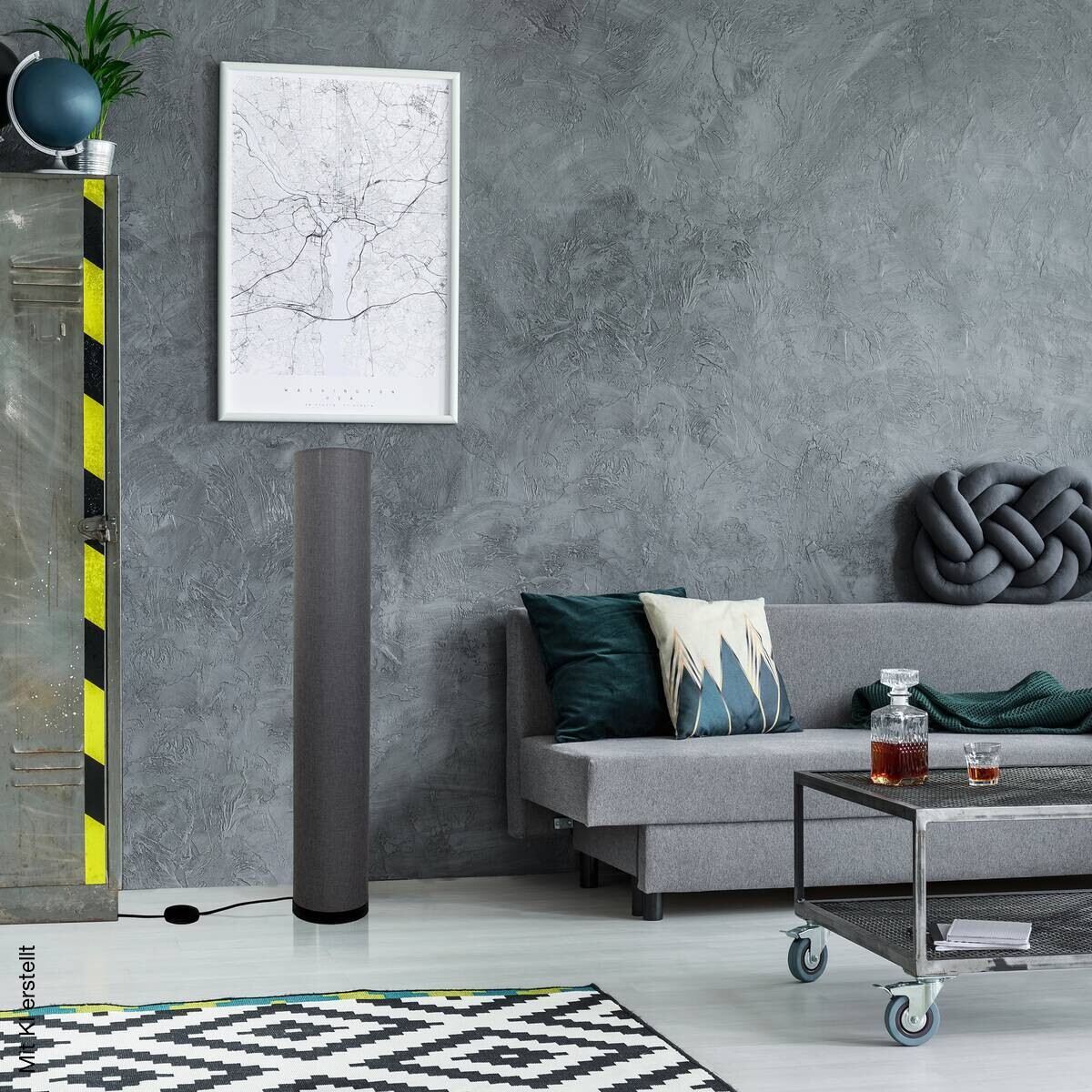 Näve Leuchten Stehlampe 2071816 grau Metall Textil B/H/T: ca. 19x110x19 cm 3 Brennstellen