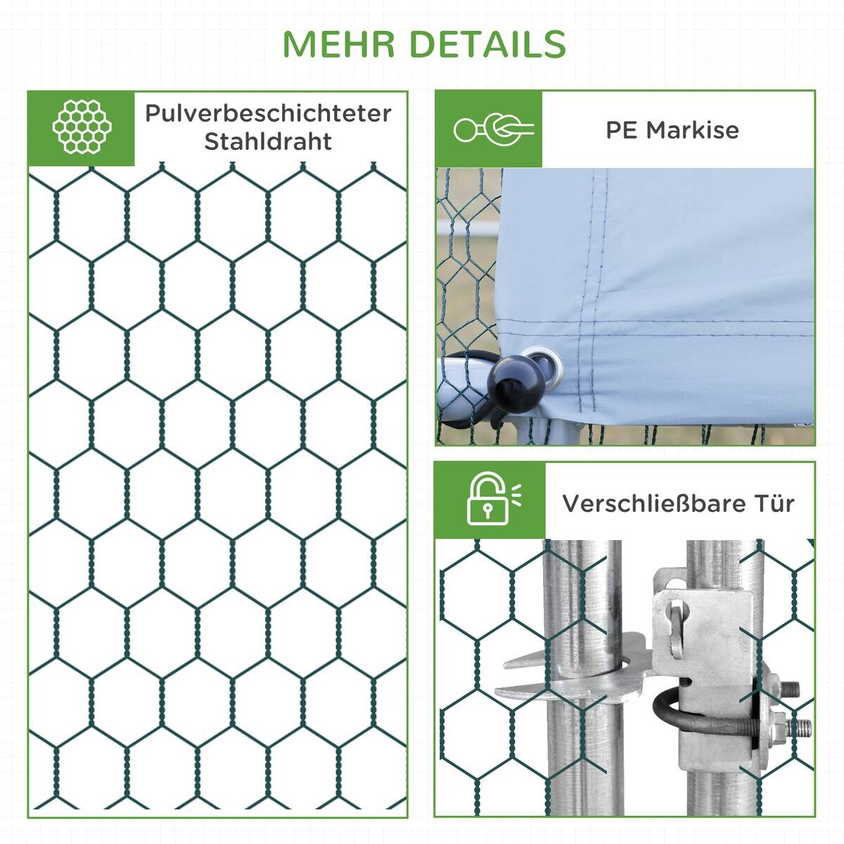 PawHut Stall grau Edelstahl B/H/L: ca. 400x300x200 cm