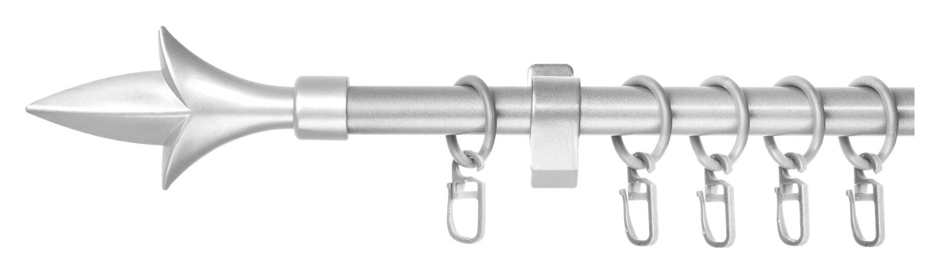 LICHTBLICK Gardinenstange Lilie silber Metall D: ca. 0,16 cm ausziehbar von ca. 130 bis 240 cm 1.0 Läufe