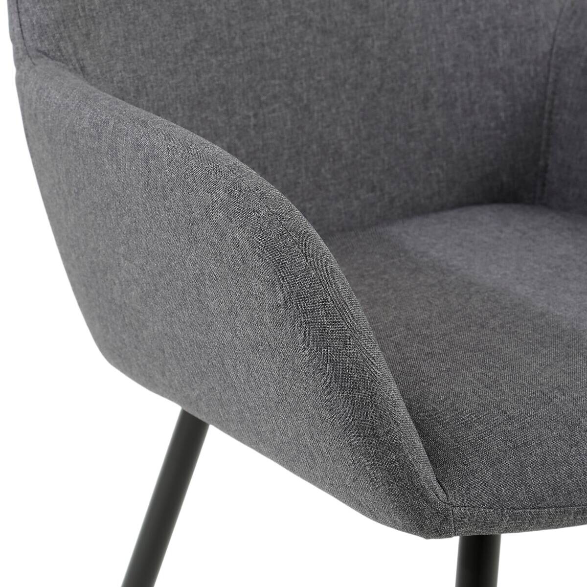 Armlehnstuhl Martha anthrazit schwarz Webstoff Metall B/H/T: ca. 58x84x49 cm