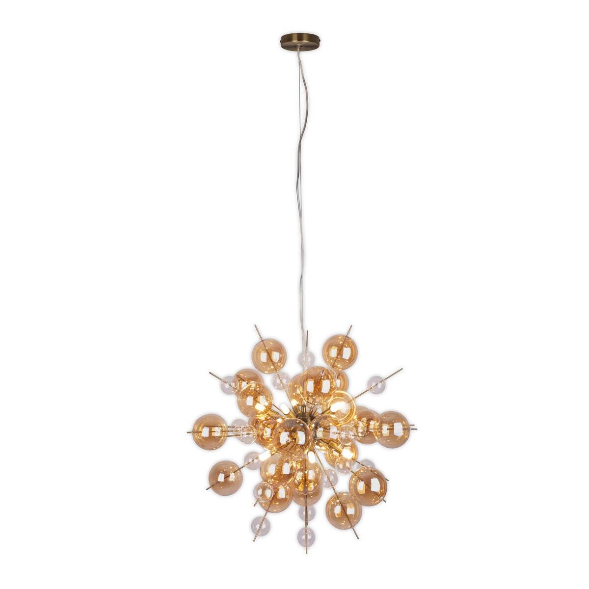 Näve Leuchten Pendelleuchte amber Glas Metall B/H/T/D: ca. 65x150x65x65 cm G9 10 Brennstellen