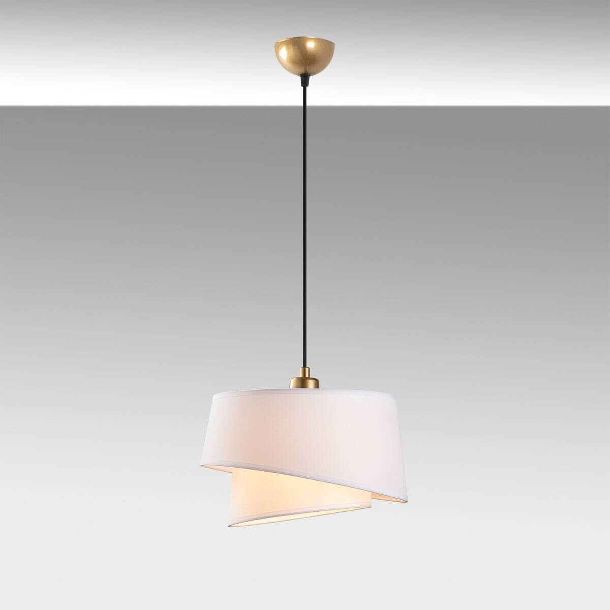 Pendelleuchte weiß Metall Stoff B/H/L/D: ca. 32x120x32x32 cm E27 1 Brennstellen