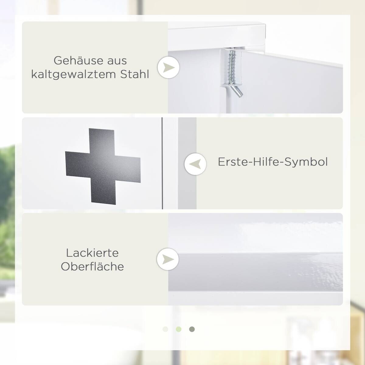 Medizinschrank weiß Edelstahl B/H/L: ca. 12x30x60 cm