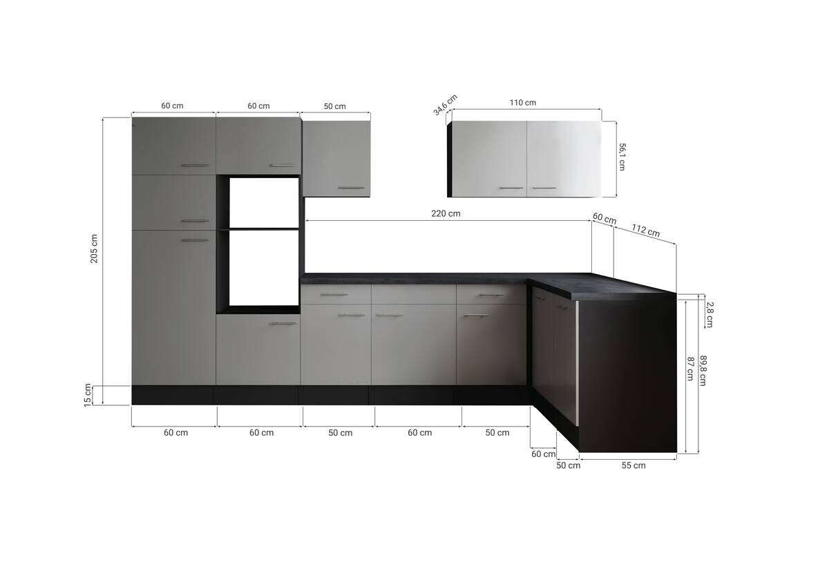 Winkelküche Oliver B/H/T: ca. 340x205x172 cm