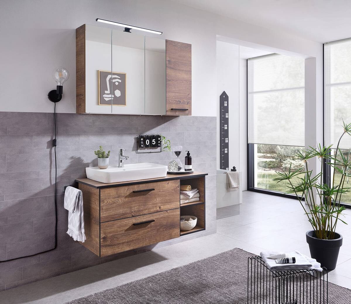 Badezimmer-Set Quickset 374 Eiche Ribeck Nachbildung B/H/T: ca. 105x200x44,5 cm