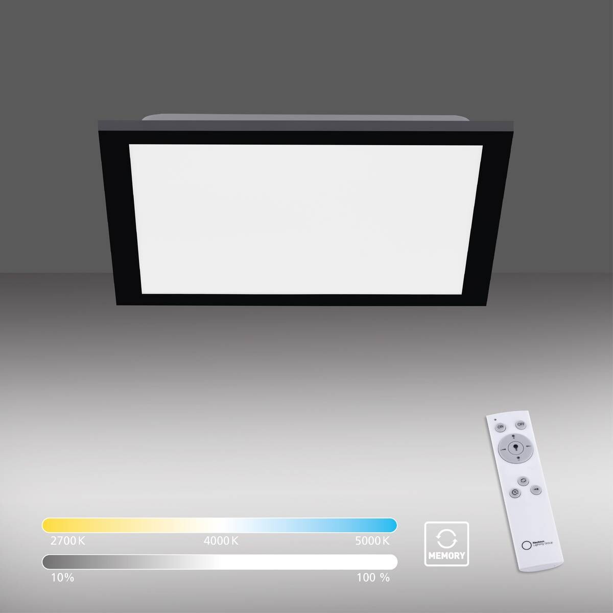 Just Light LED-Deckenpanel FLAT 14754-18 weiß schwarz Metall Kunststoff B/H/T: ca. 29,5x6,5x29,5 cm 1 Brennstellen