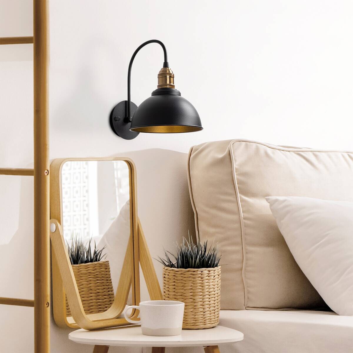 Opviq Wandleuchte Varzan schwarz bronze Metall B/H/T/L/D: ca. 27x36x27x27x27 cm E27 1 Brennstellen