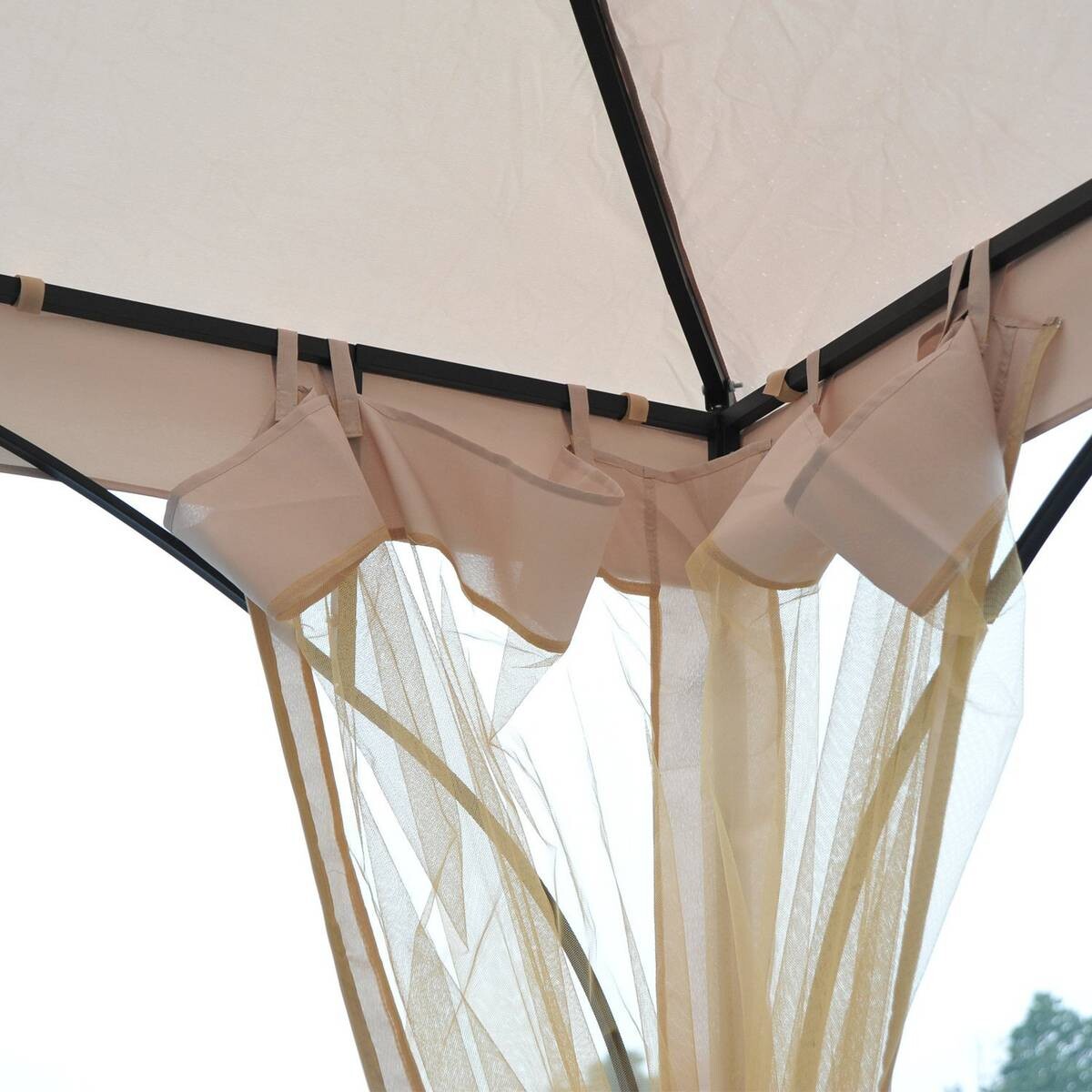 Outsunny Gartenpavillon beige Metall B/H/L: ca. 300x275x300 cm