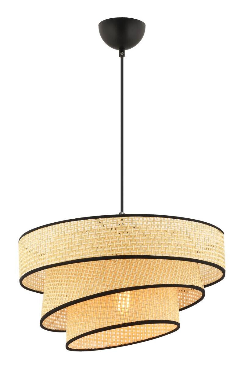 Opviq Pendelleuchte Couper schwarz kamel Metall Baumwolle B/H/L: ca. 40x72x40 cm E27 1 Brennstellen