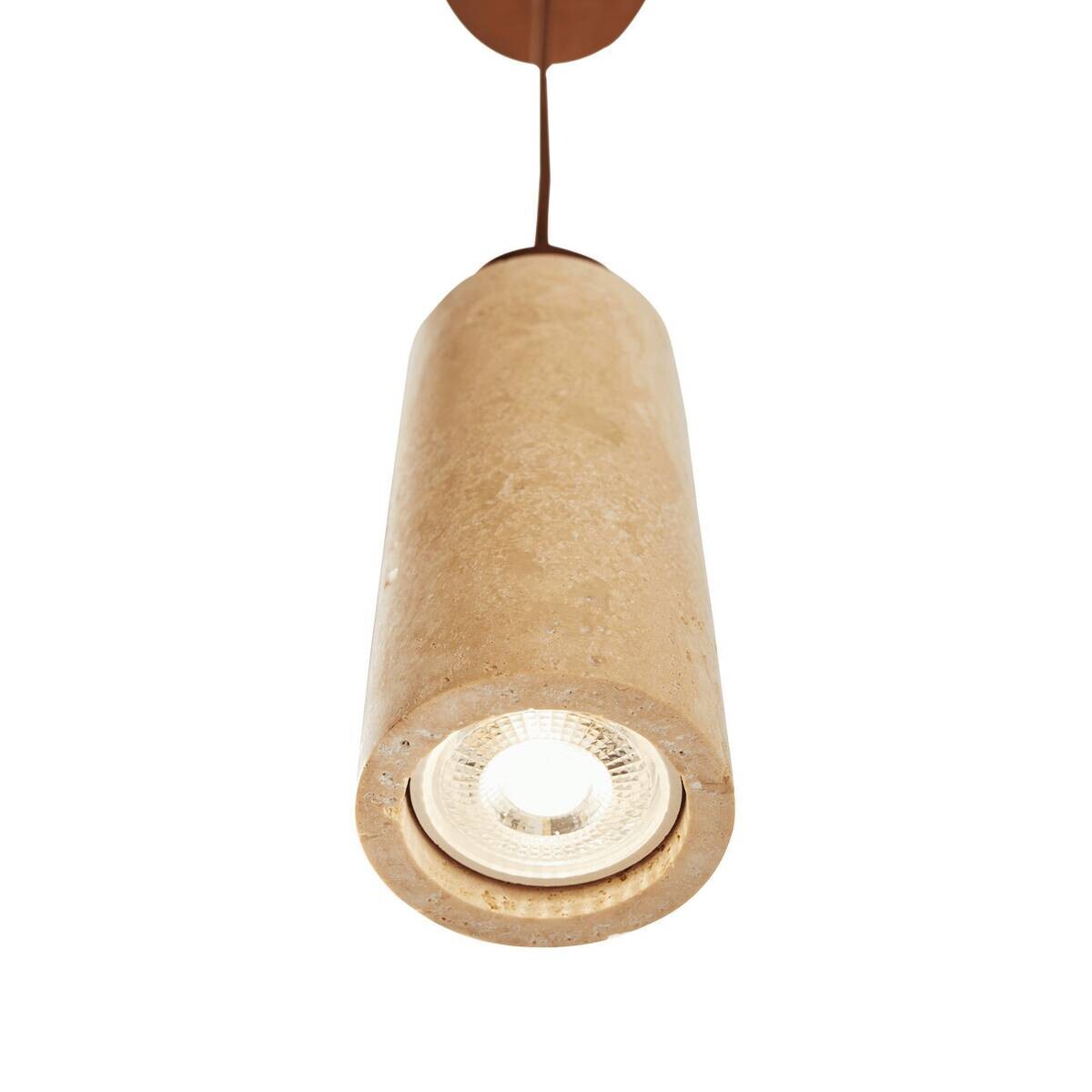Pendelleuchte beige nussbaum Holz B/H/L/D: ca. 6,5x151x6,5x6,5 cm GU10 1 Brennstellen