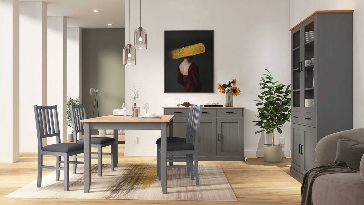 Kommode Forenzo grau lackiert B/H/L: ca. 45x86x131 cm