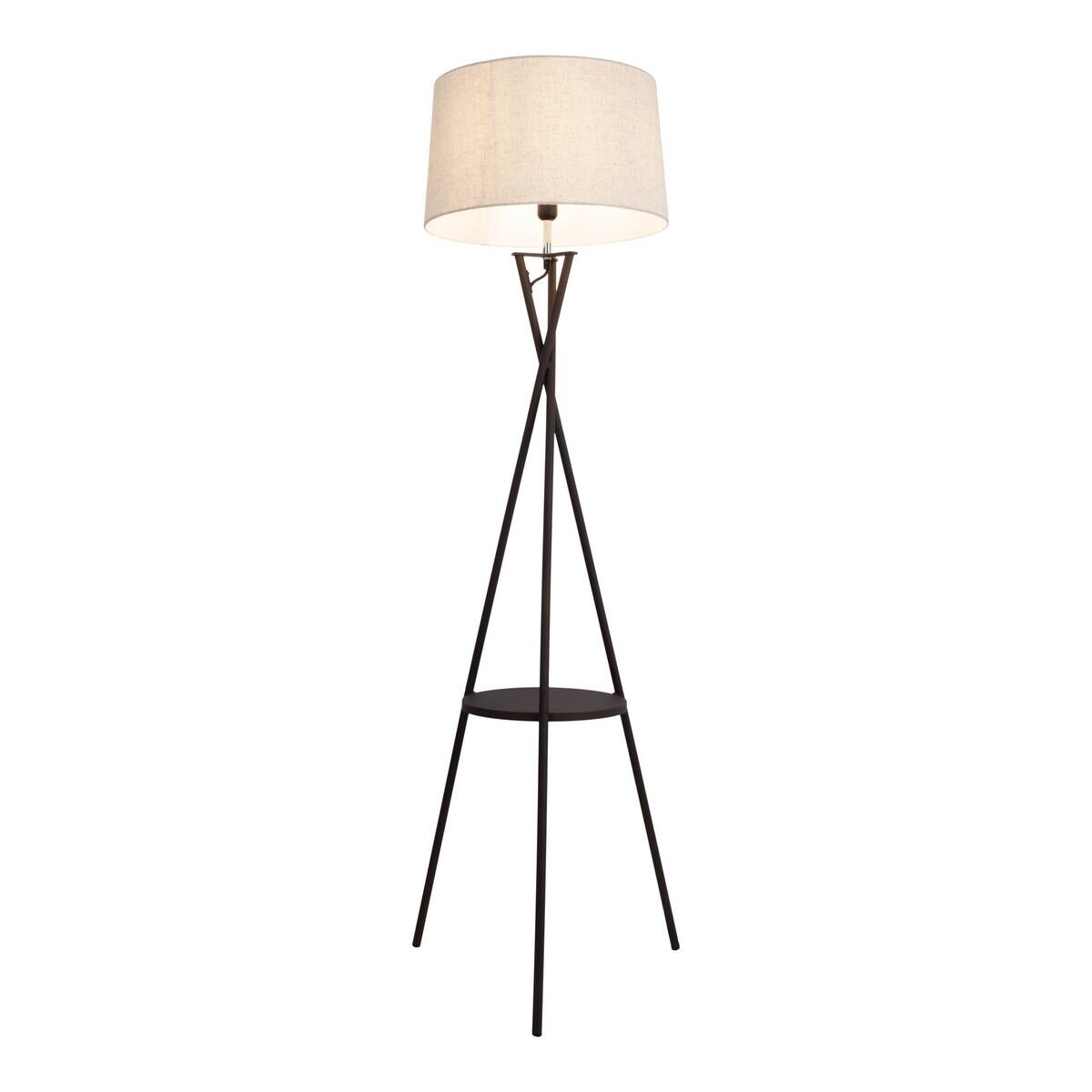 Näve Leuchten Stehlampe schwarz Textil Metall B/H/T/D: ca. 51x158x51x51 cm E27 1 Brennstellen