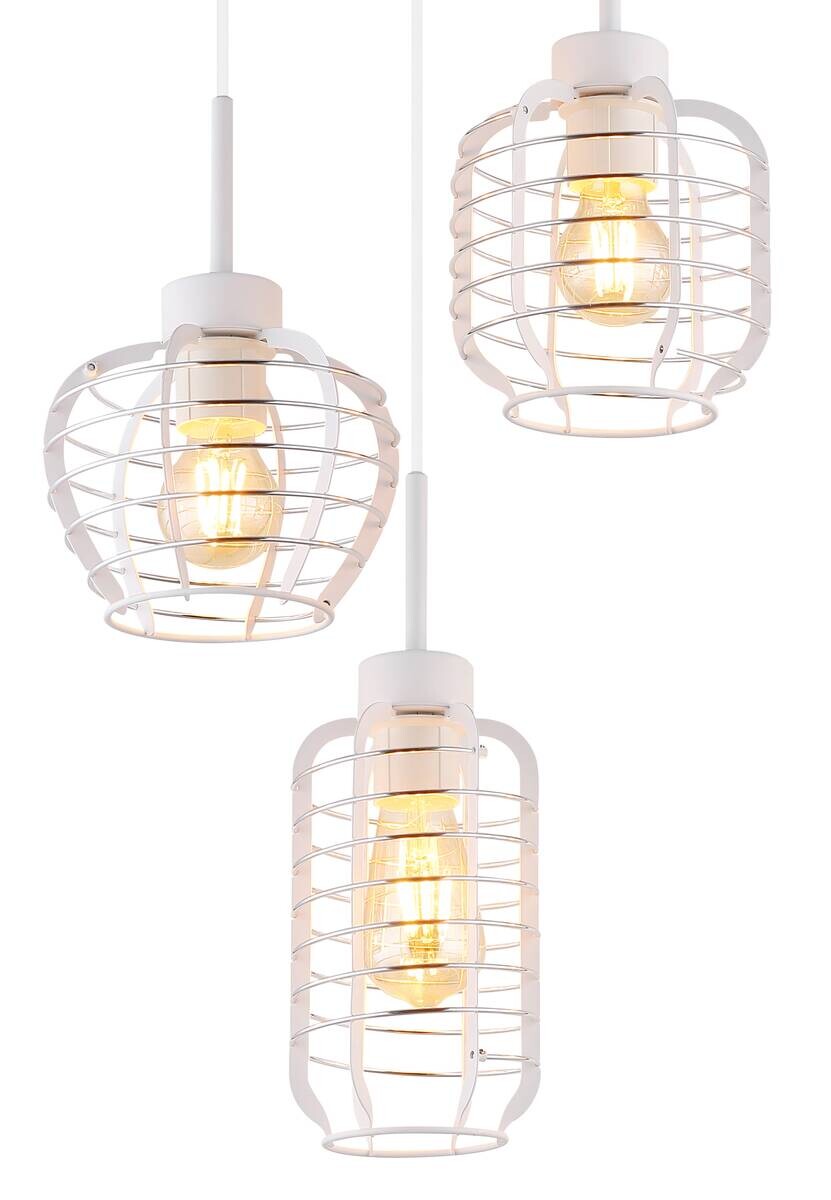 GLOBO Hängeleuchte weiß Chrom Aluminium Metall B/H/L: ca. 37x39,5x37 cm E27 3 Brennstellen