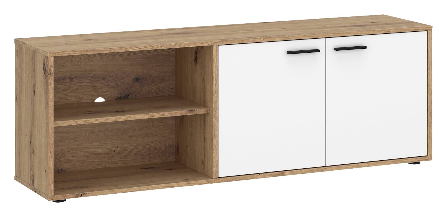 TV-Lowboard WILMA Eiche Artisan Nachbildung weiß B/H/T: ca. 140x50x40 cm