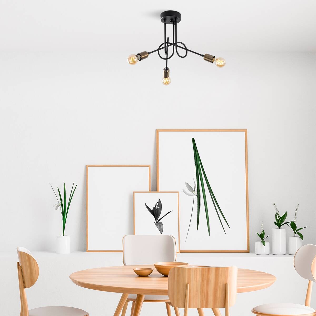 Opviq Deckenleuchte Viraj bronze schwarz Metall B/H/T/L/D: ca. 46x32x46x46x46 cm E27 3 Brennstellen