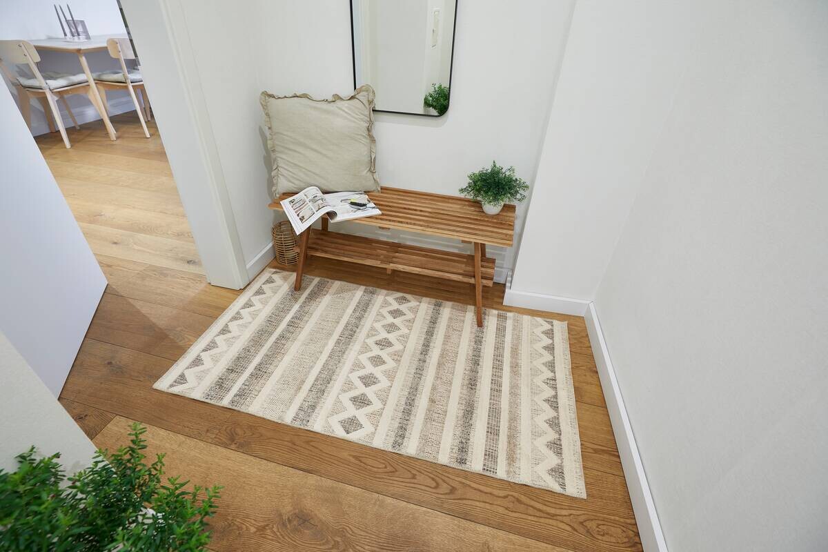 Webteppich Crosby Cremegrau B/L: ca. 80x150 cm