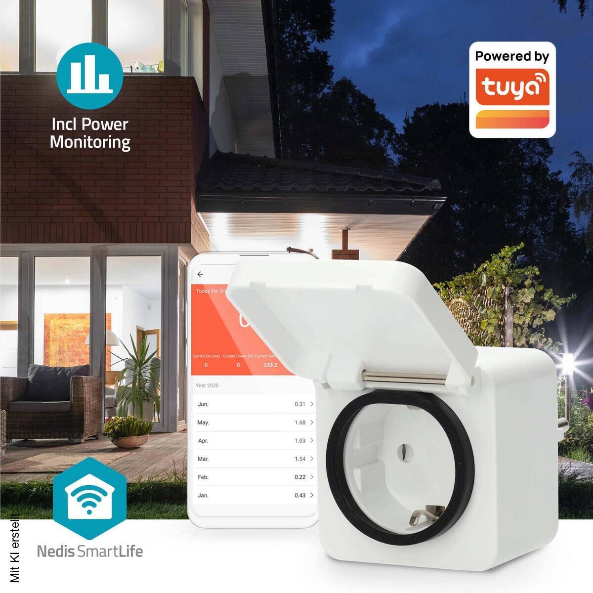 Nedis Smart-Stecker weiß grau Polycarbonat B/H/L: ca. 6x9,9x6 cm