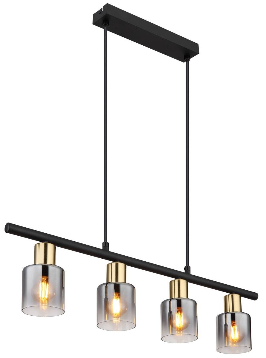 GLOBO Spot schwarz Rauch Glas Metall B/H/T: ca. 8x120x65 cm E14 4 Brennstellen