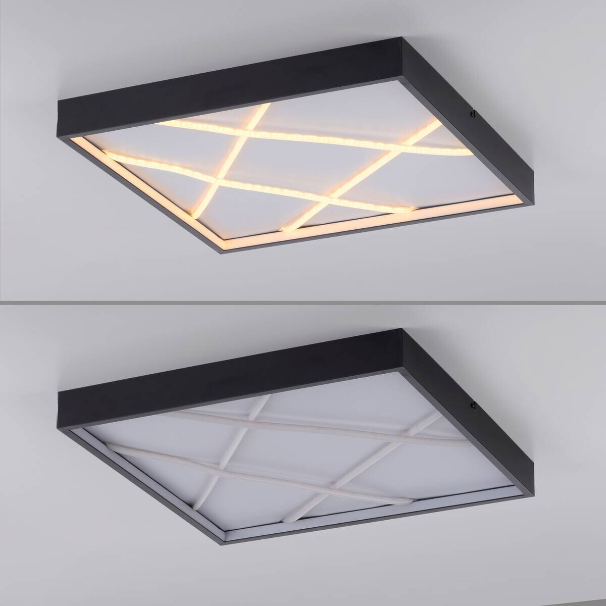 Just Light LED-Deckenleuchte Mikado schwarz B/H/L: ca. 50x5,3x50 cm