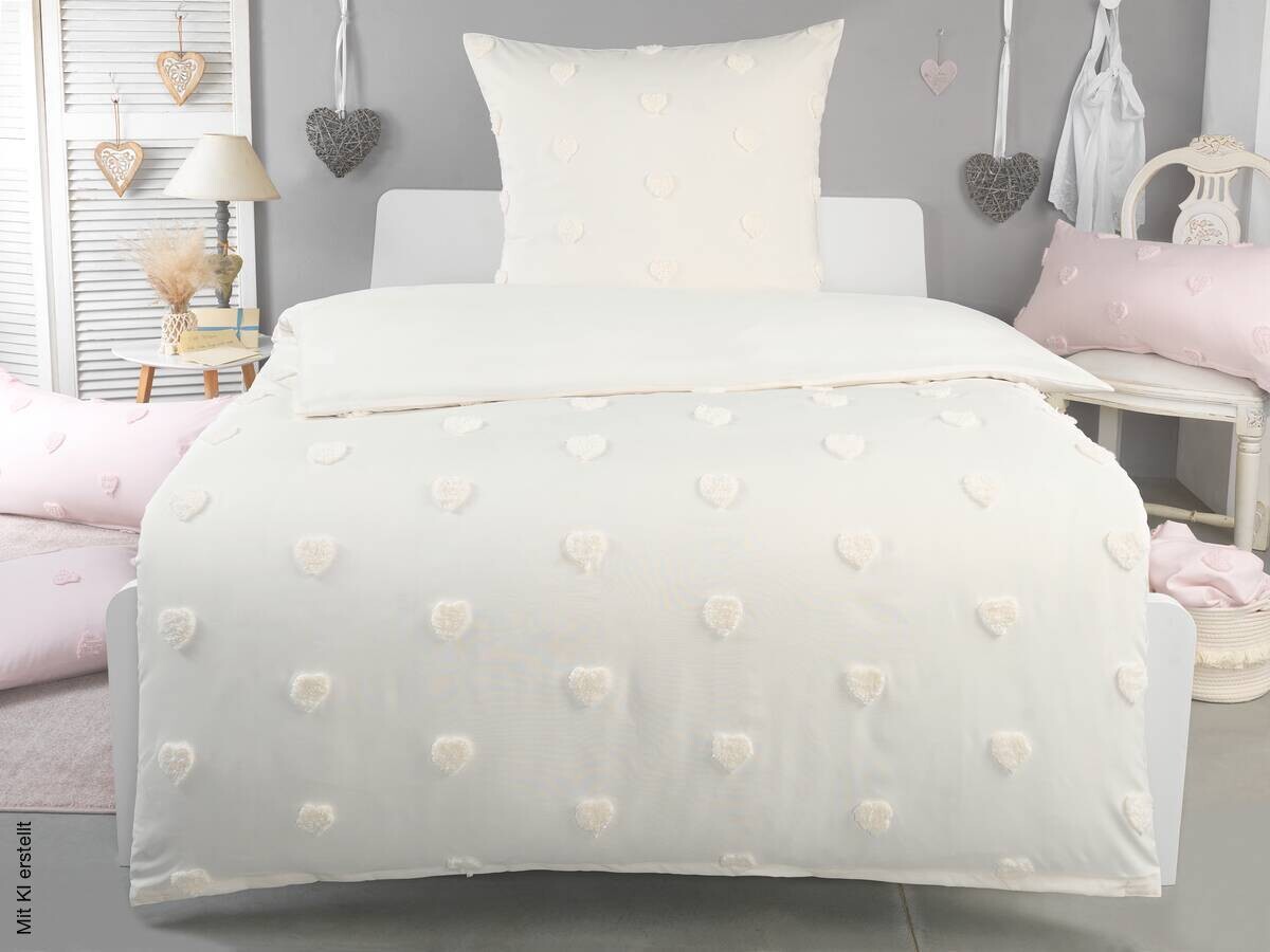 Microfaser Bettwäsche creme 100% Polyester B/L: ca. 135x200 cm