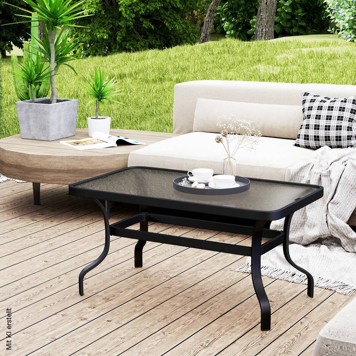 Outsunny Couchtisch schwarz Metall B/H/L: ca. 55x46x95 cm