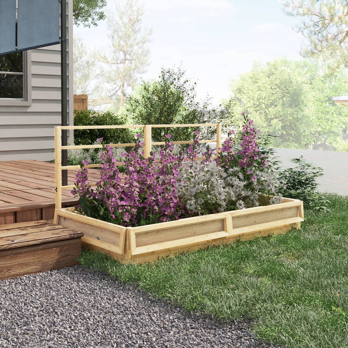 Outsunny Hochbeet natur Edelstahl B/H/L: ca. 98,5x183x95 cm