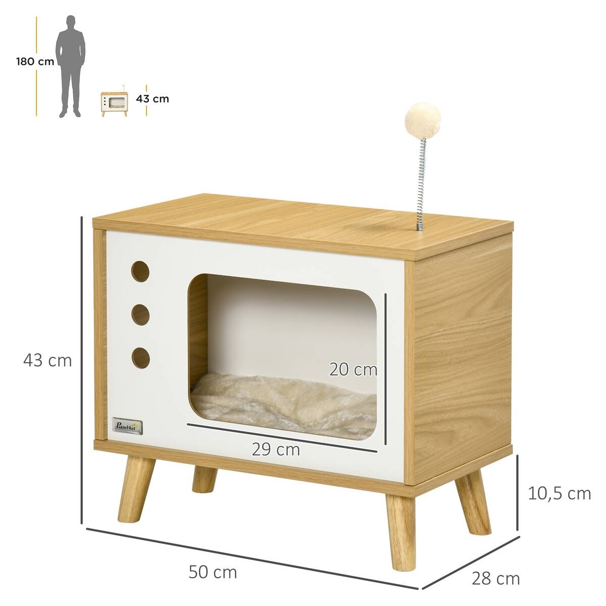PawHut Katzenhaus beige Spanplatte B/H/L: ca. 28x43x50 cm
