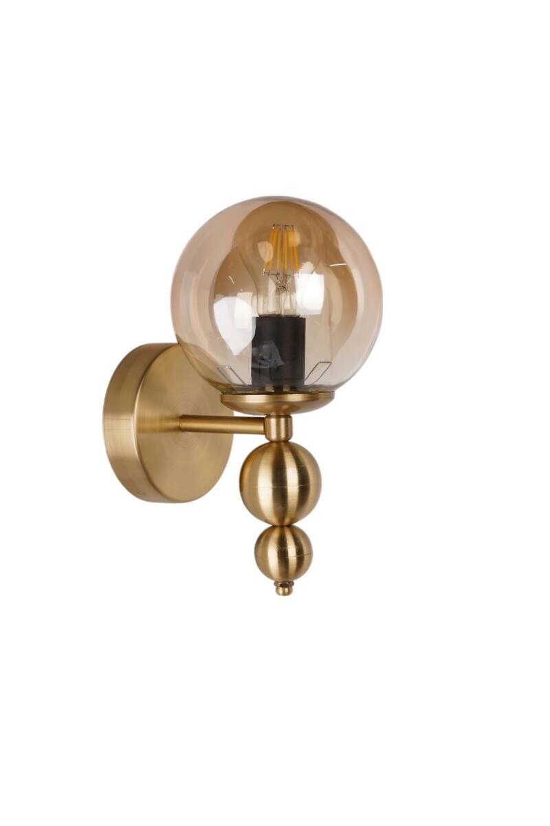 Wandleuchte gold honig Glas Metall B/H/L/D: ca. 15x30x15x15 cm E27 1 Brennstellen