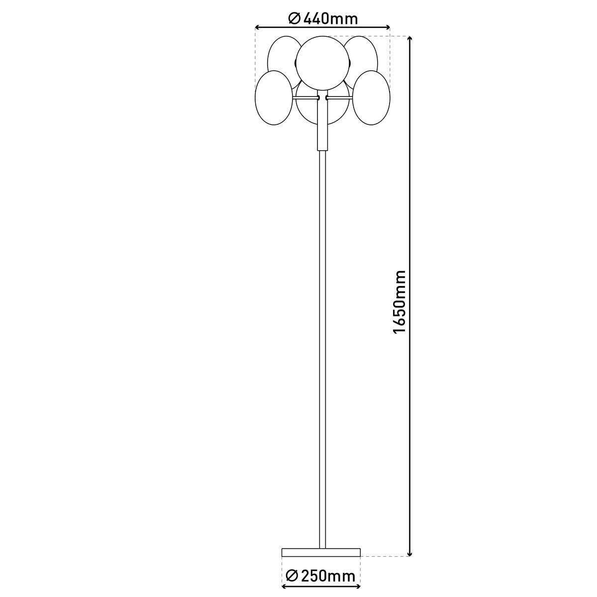 Näve Leuchten Stehlampe 2070597 Chrom Metall Glas B/H/T: ca. 44x165x44 cm 6 Brennstellen
