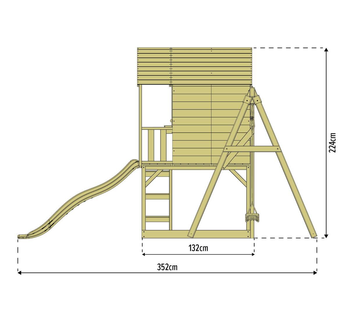 Zwerkules Spielhaus Holli natur B/H/L: ca. 370x224x352 cm