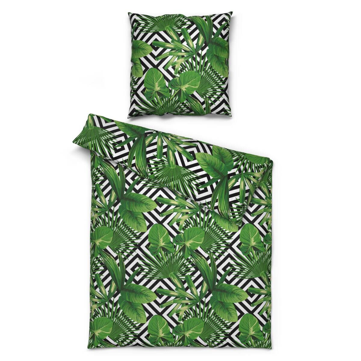 Microfaser Bettwäsche Seersucker grün 100% Polyester B/L: ca. 135x200 cm