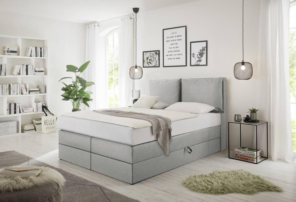 Boxspringbett Lissy hellgrau Liegefläche B/L: ca. 140x200 cm