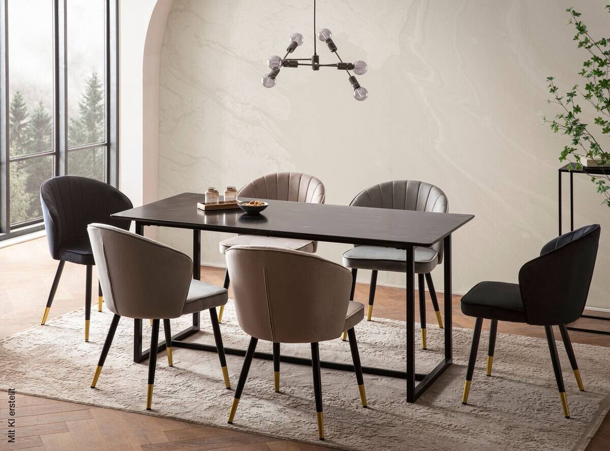 Esstisch schwarz Marmoroptik Optik B/H/T: ca. 200x76x90 cm