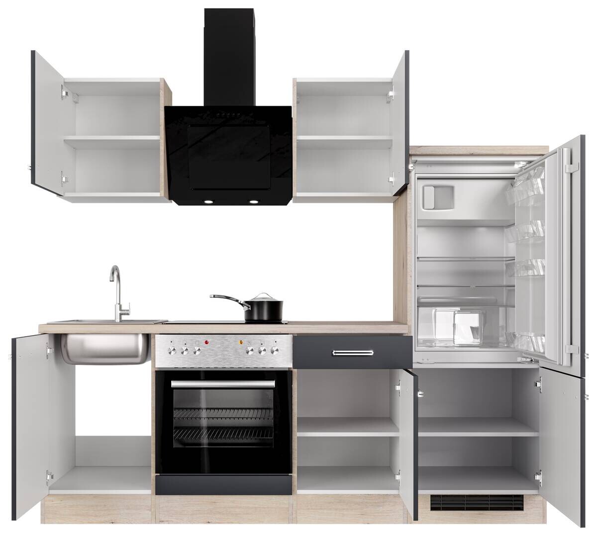 Küchenblock Elva anthrazit strukturiert B/H/T: ca. 220x200x60 cm