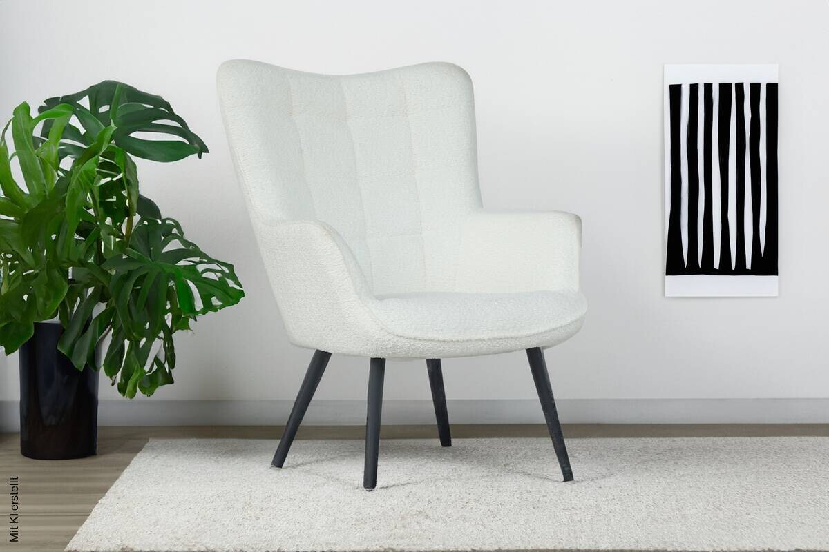 byLIVING Hocker UTA weiß Stoff B/H/T: ca. 72x97x80 cm