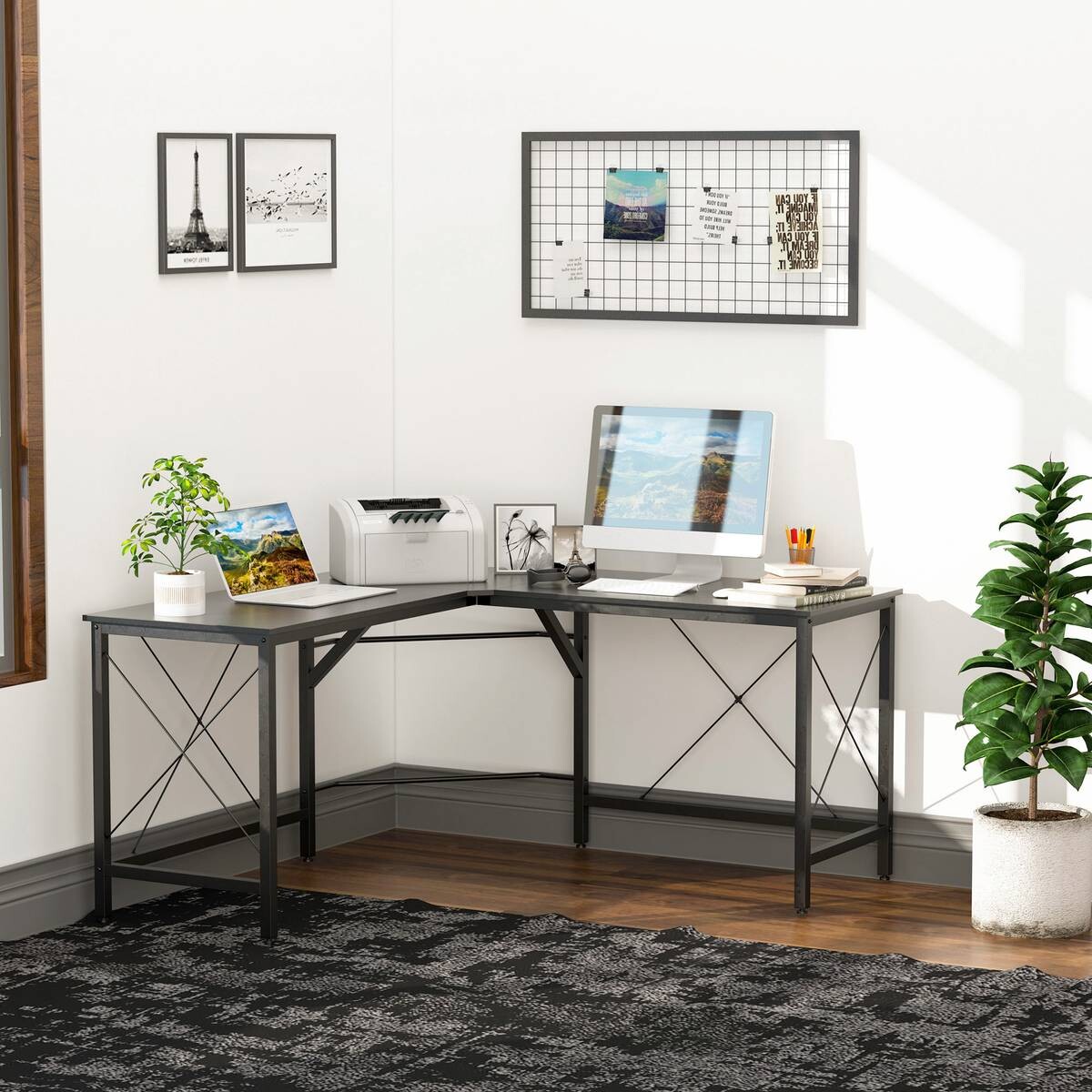 Computertisch 836-122BK schwarz B/H/L: ca. 150x76x150 cm
