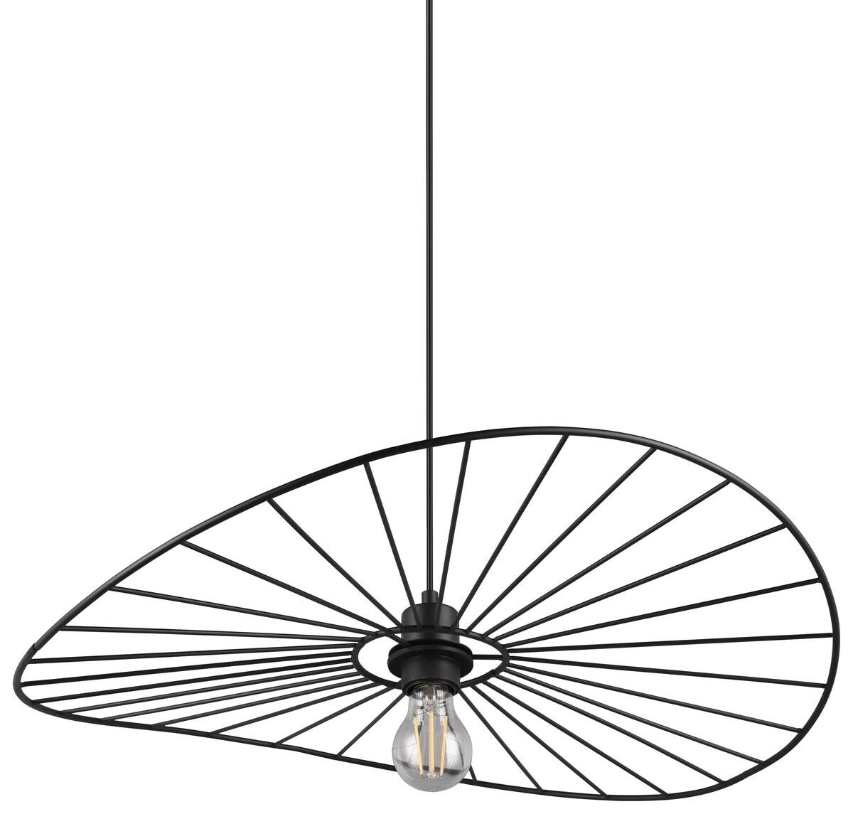 Reality Pendelleuchte R31451032 Chapeau schwarz Metall H/D: ca. 150x60 cm E27 1 Brennstellen